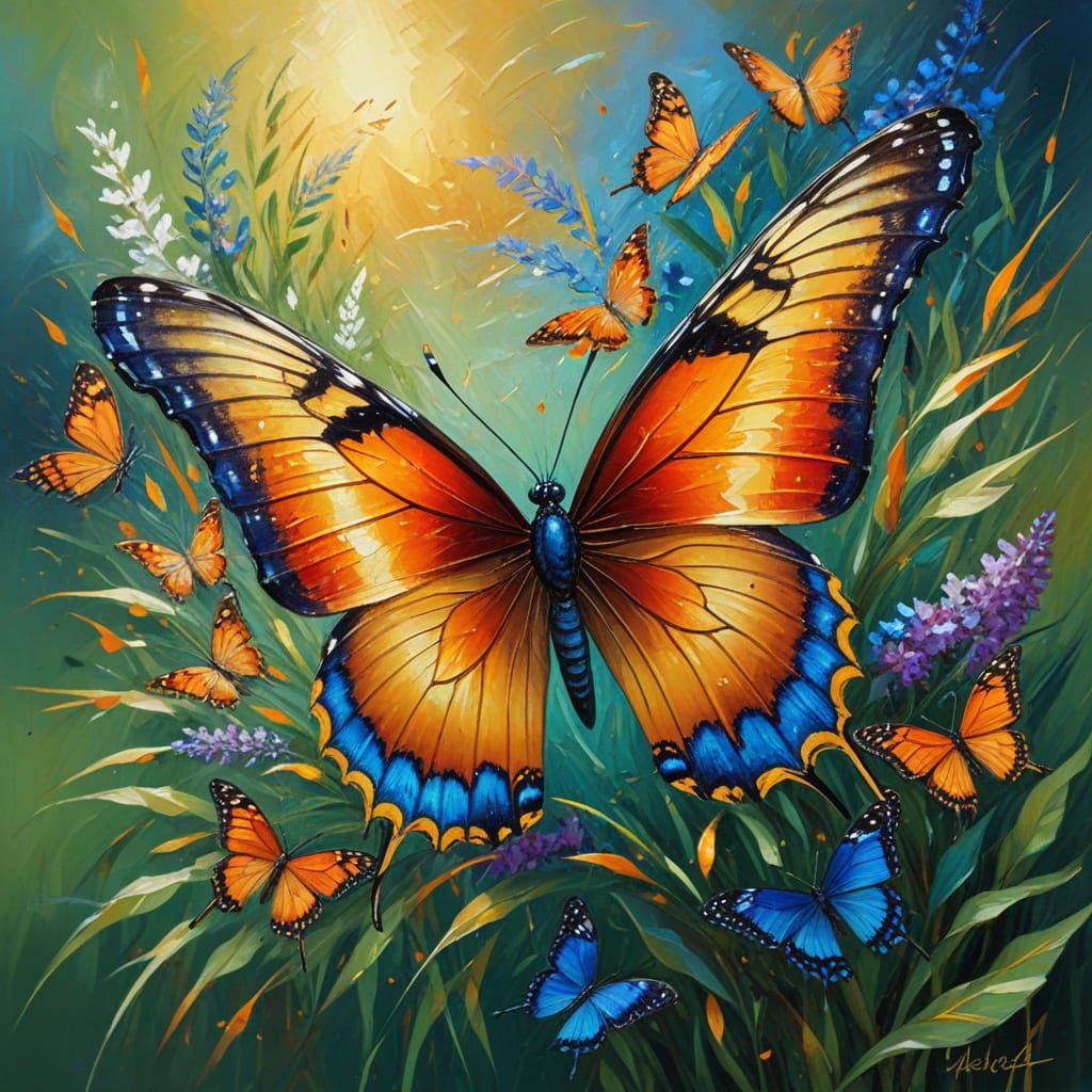 Abstract Butterfly Bush with Expressionist Brushstrokes