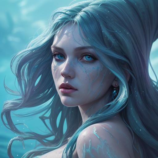 Dramatic Sea Witch Splash Art Portrait