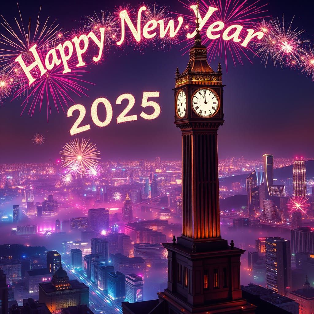 Futuristic Cities Celebrate New Year's Eve in a Kaleidoscope...