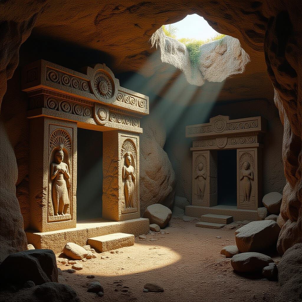 Mystical Ancient Sardinian Tomb in Realism Style