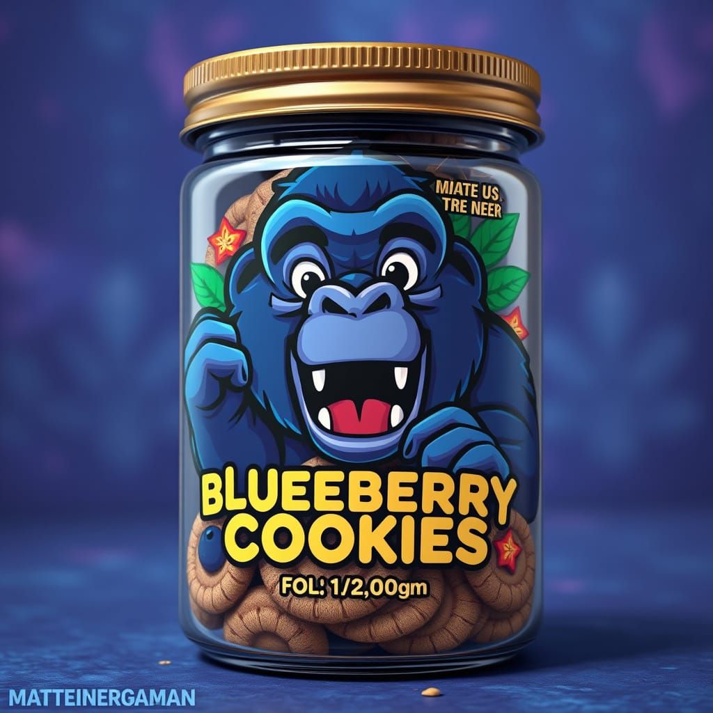 Cartoon Gorilla Logo on Marijuana Packaging in Matte Style