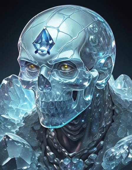 Intricate Crystal Skull in Hyperrealistic Style