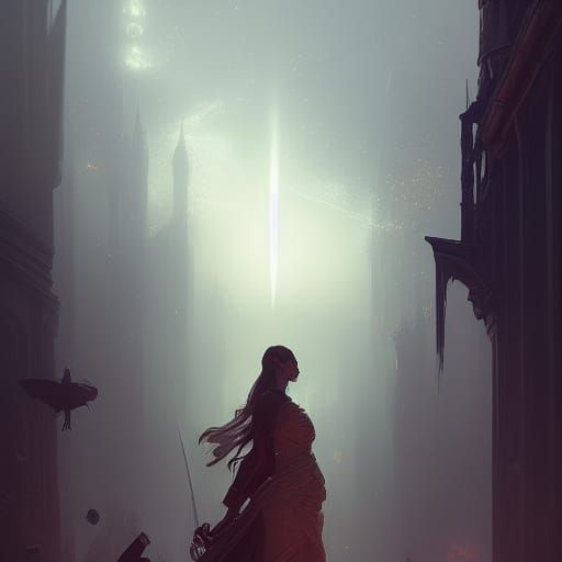 Dark Fantasy Masterpiece in Purple and Yellow