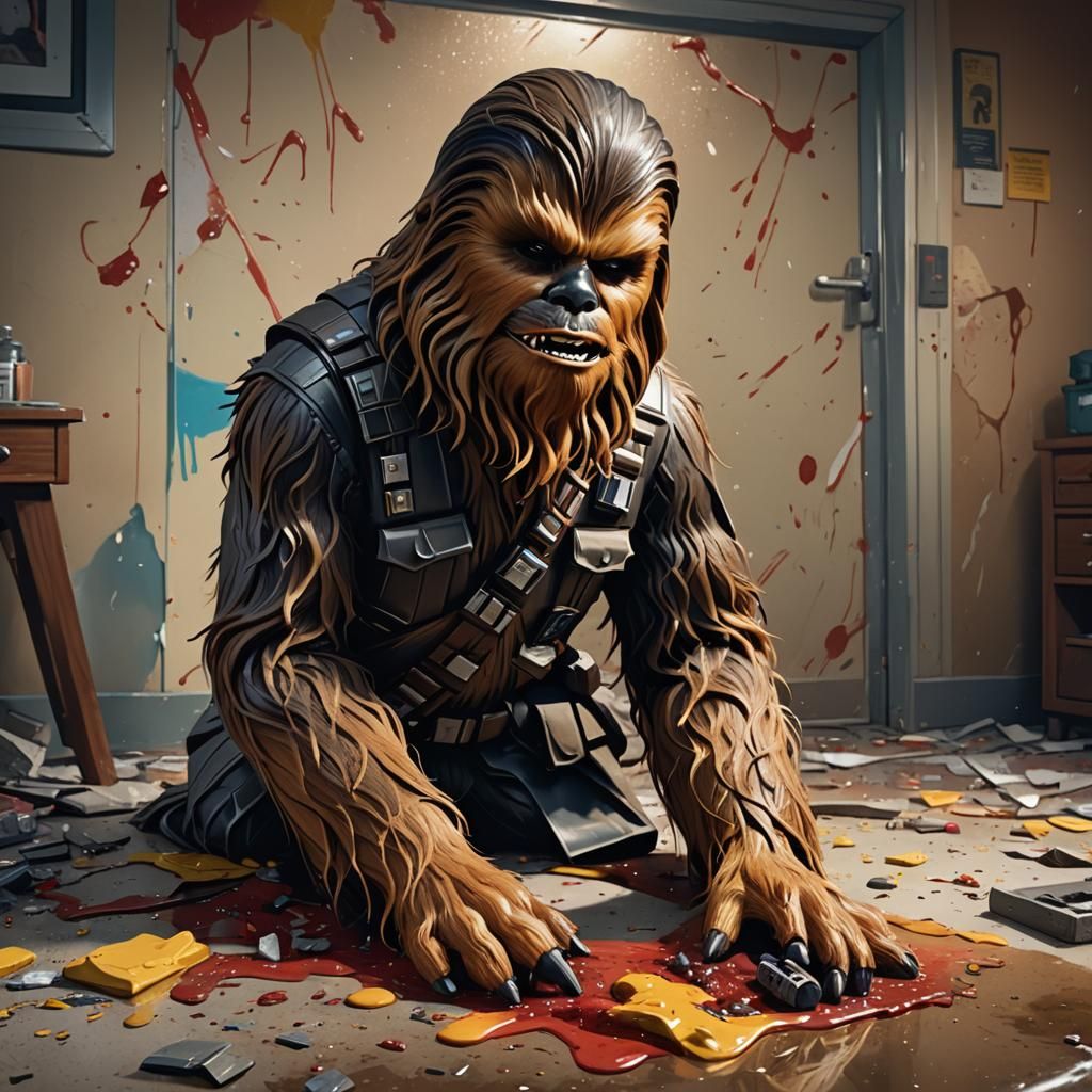 Hyperrealistic Detective Chewbacca Uncovers Crime Scene