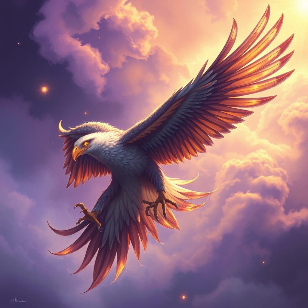 Ethereal Eagle-Phoenix Hybrid Embodies Lucid Dreams and 7 Hz...