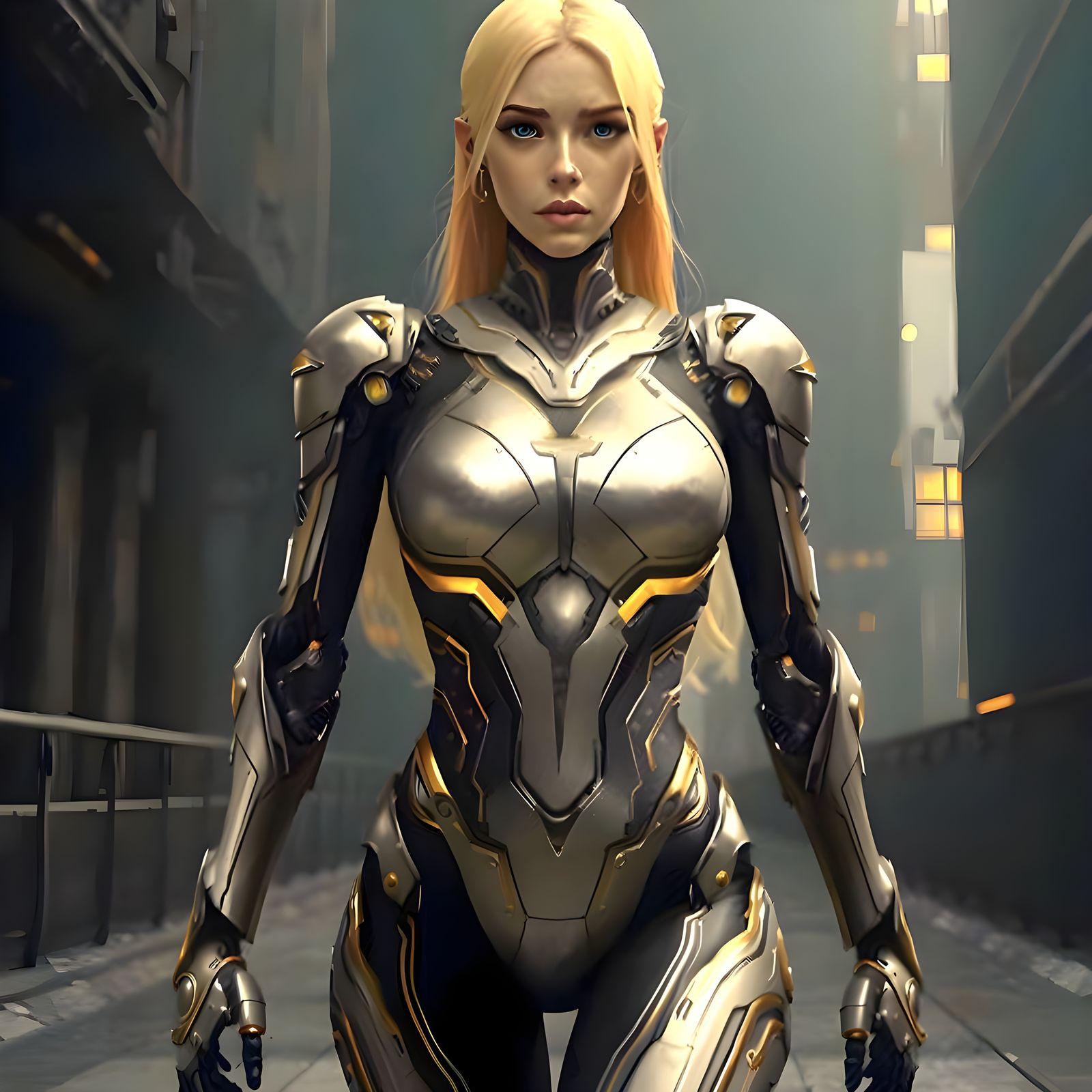 Slavic Teenage Warrior in Biomechanical Armor