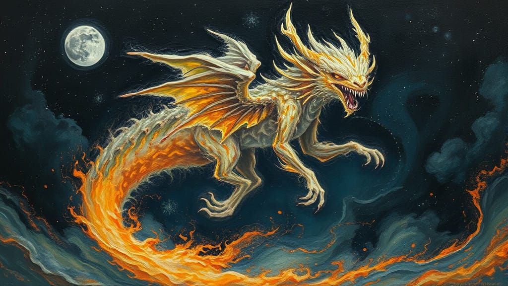 Surreal Bioluminescent Creature in Cosmic Dreamscape