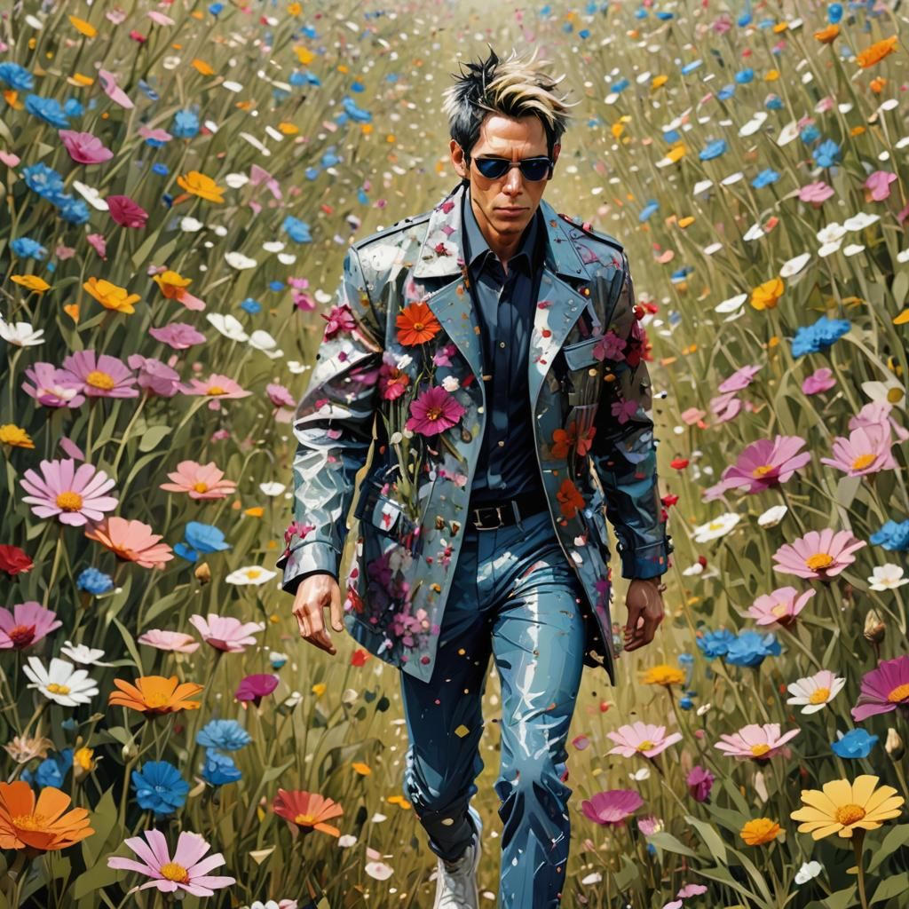 Derek Zoolander Struts Down Floral Runway, Manga Style
