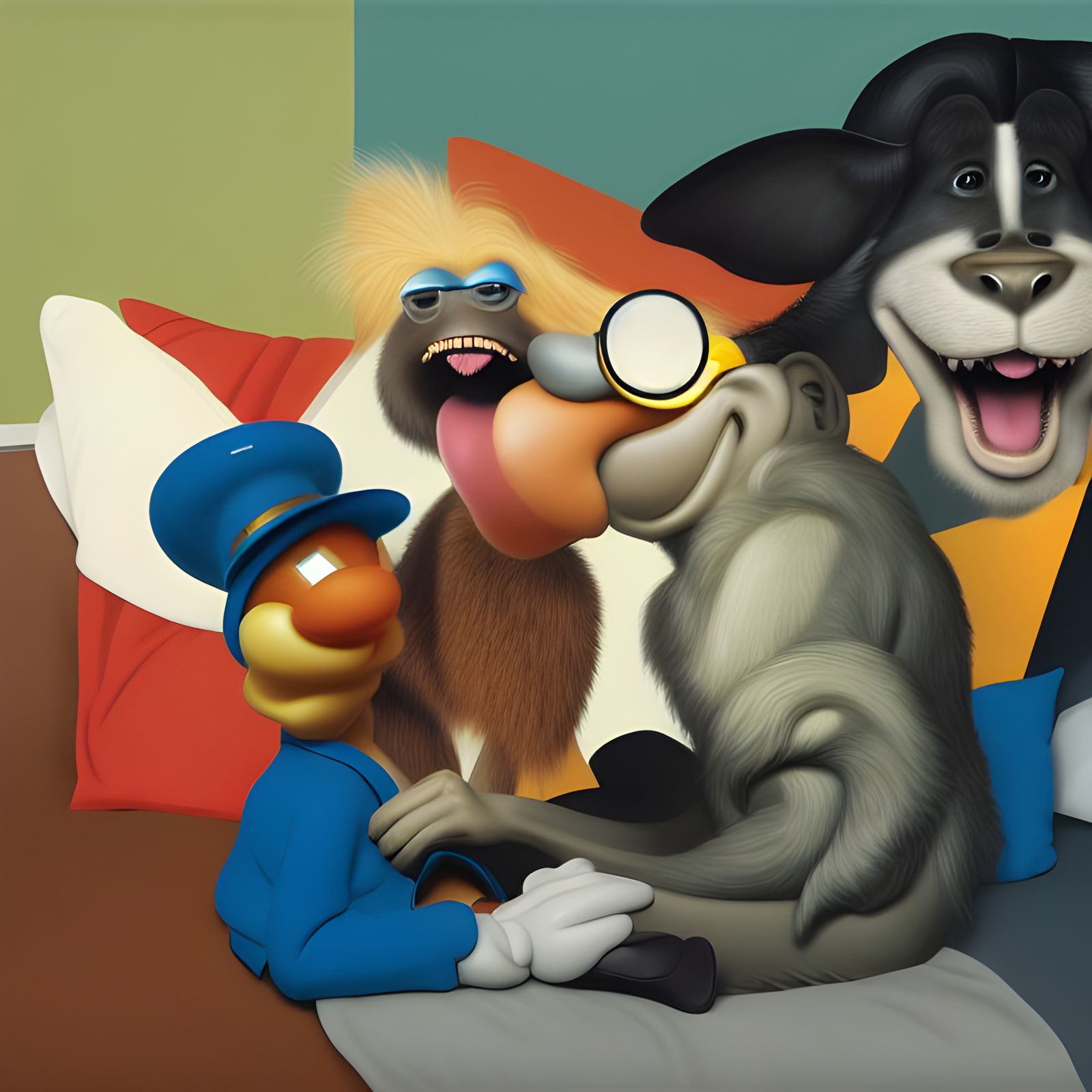 Hyperrealistic Car Crash with Animals and People