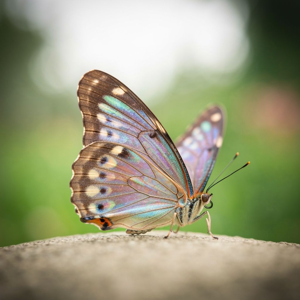 Macro Butterfly Wings with Iridescent Colors