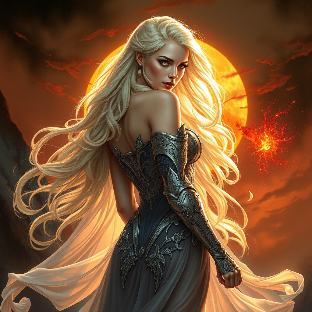 Icy Blonde Femme Fatale in High-Fantasy Style