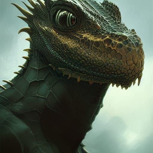 Cute Scalie Portrait in Hyperdetailed Style