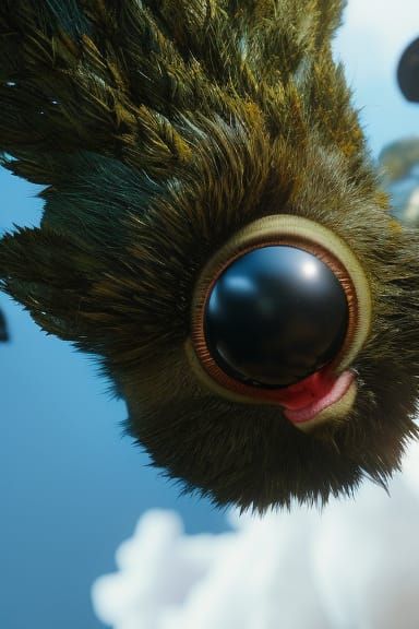 Chicken Little Sees Falling Sky: Photorealistic Digital Art