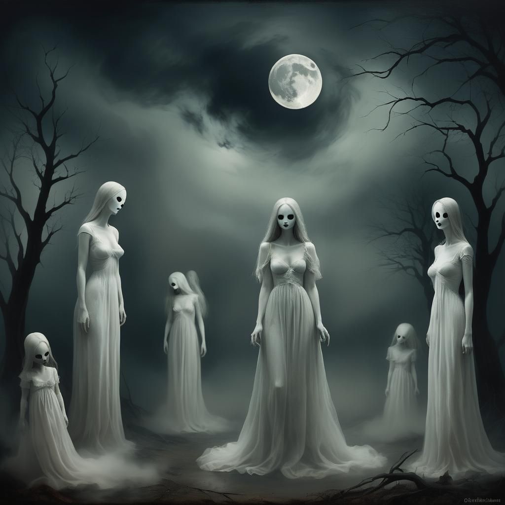 Nightmarish Dream: Surreal Moonlit Haze