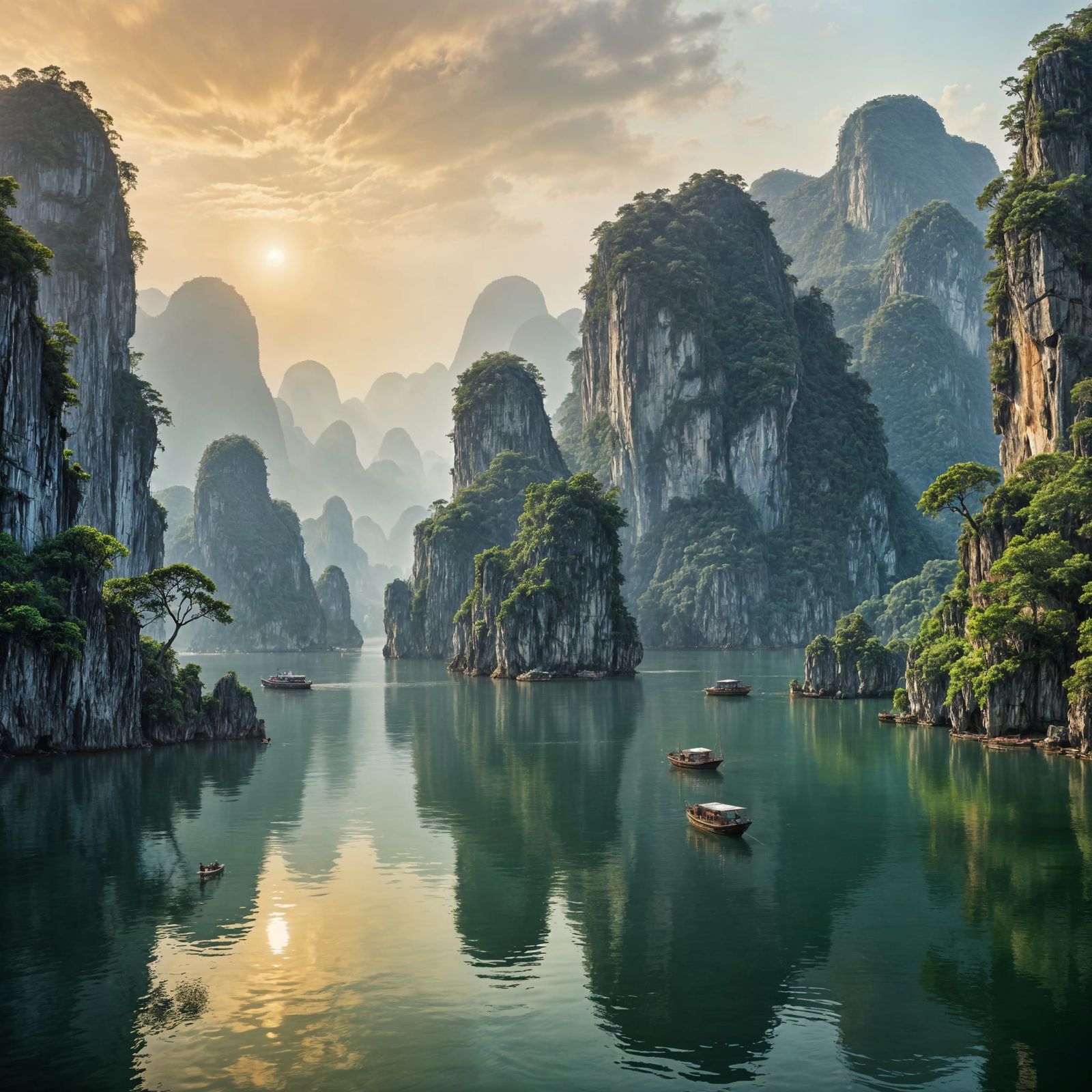 Ha Long Bay Sunrise Masterwork in Vibrant Colors