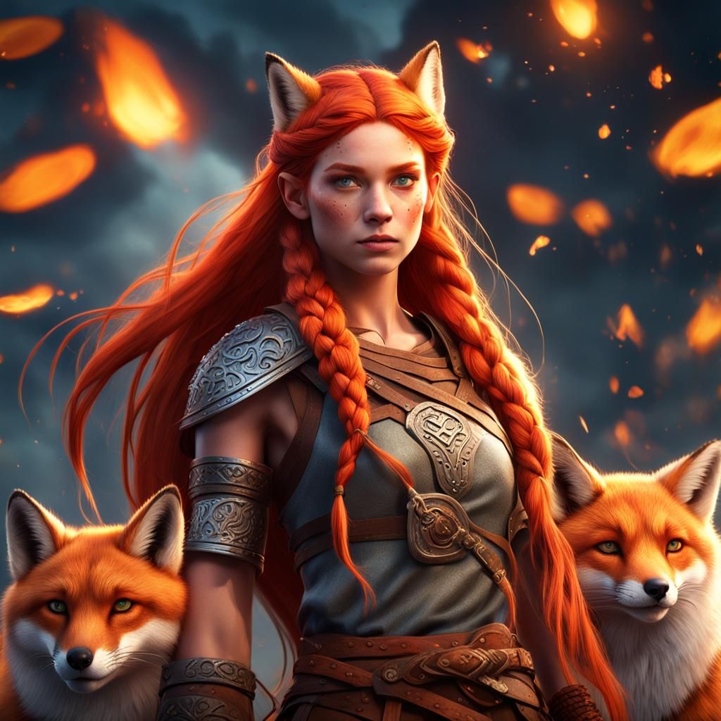 Fox Princess in Viking Clothes: Fantasy Concept Art