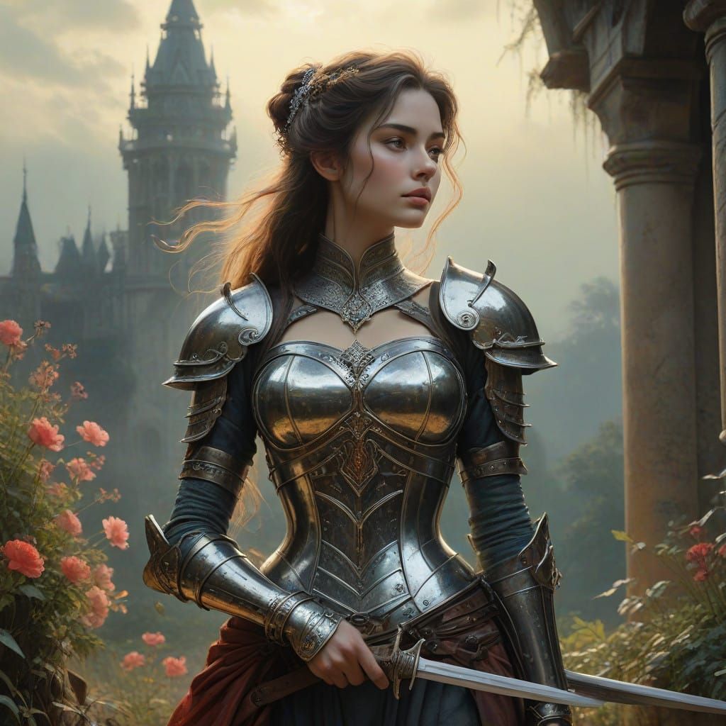 Regal Woman Warrior in Love with the Prince in the Tower