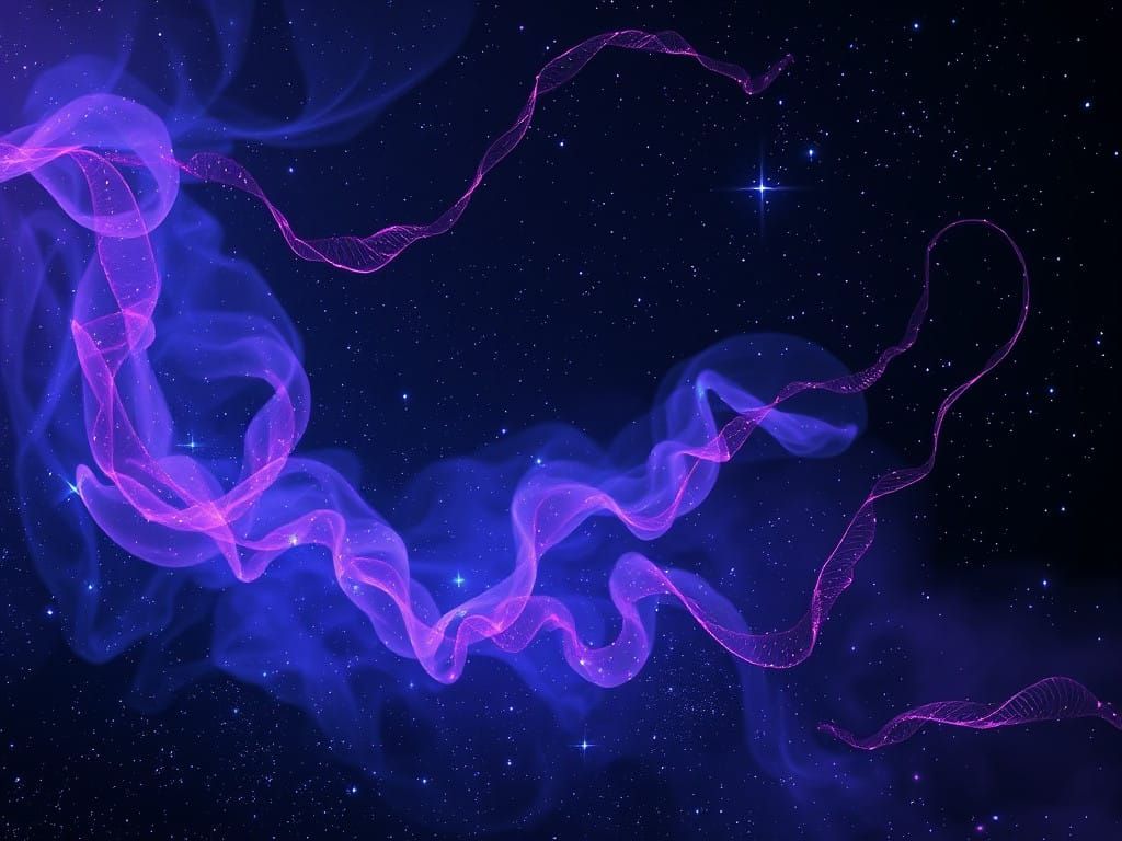 Ethereal Cosmic Ballet in Sapphire and Amethyst Hues