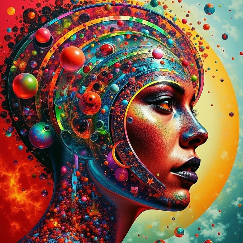 Abstract 3D Dream Ship Painting in Bauhaus Style