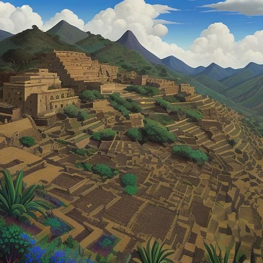 Inca Village Mural in Diego Rivera Style