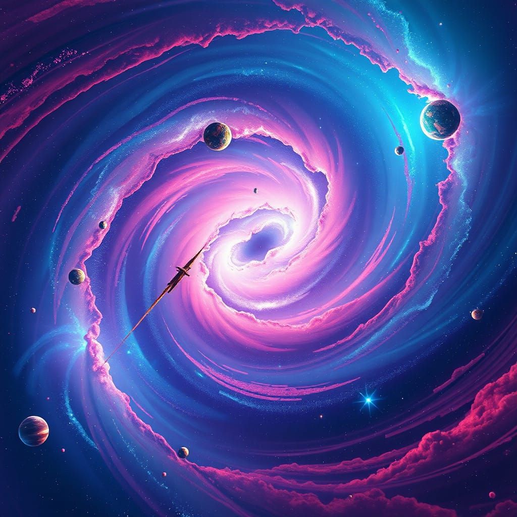 Vibrant Milky Way Galaxy in Swirling Outer Space
