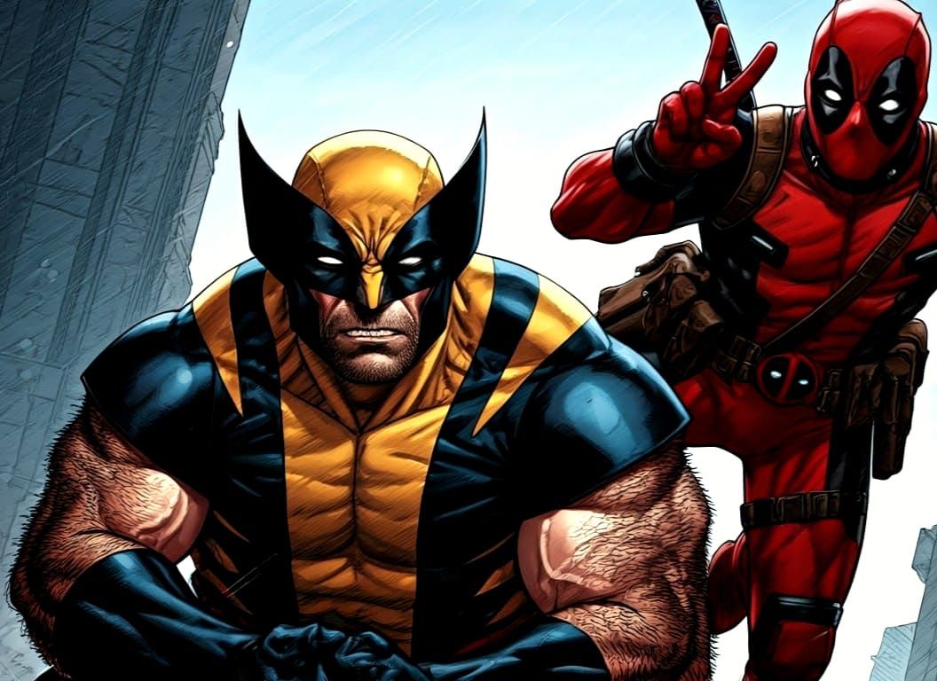 Deadpool Photobombs Wolverine in Comic Book Art