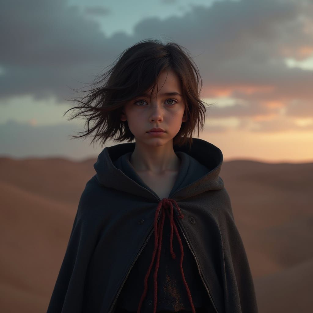 Fantasy Girl in Whimsical Desert Landscape