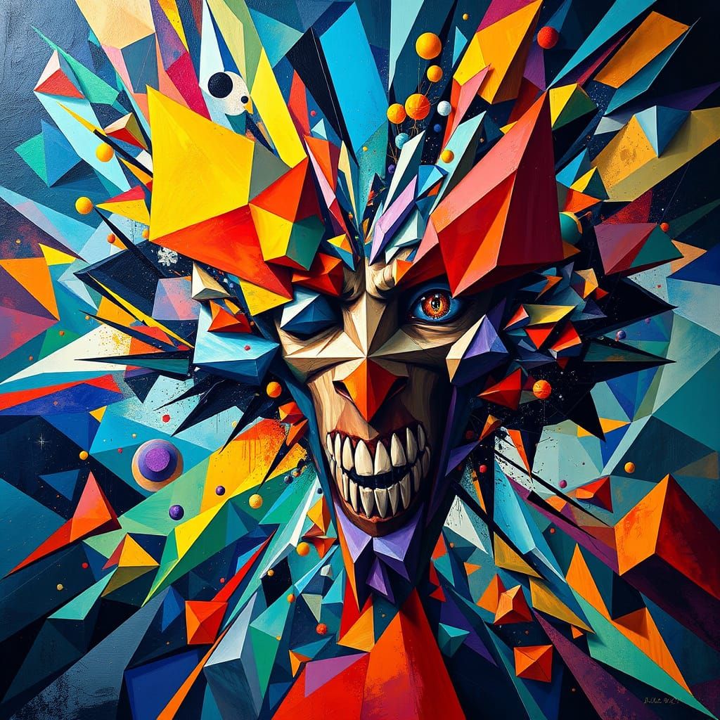 Futuristic Cubist Art Deco Painting