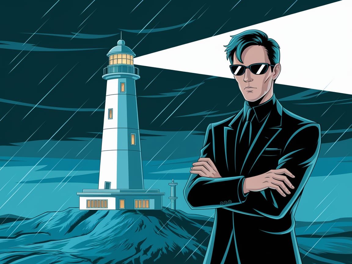 Matrix Agent on Alien Planet in Anime Style