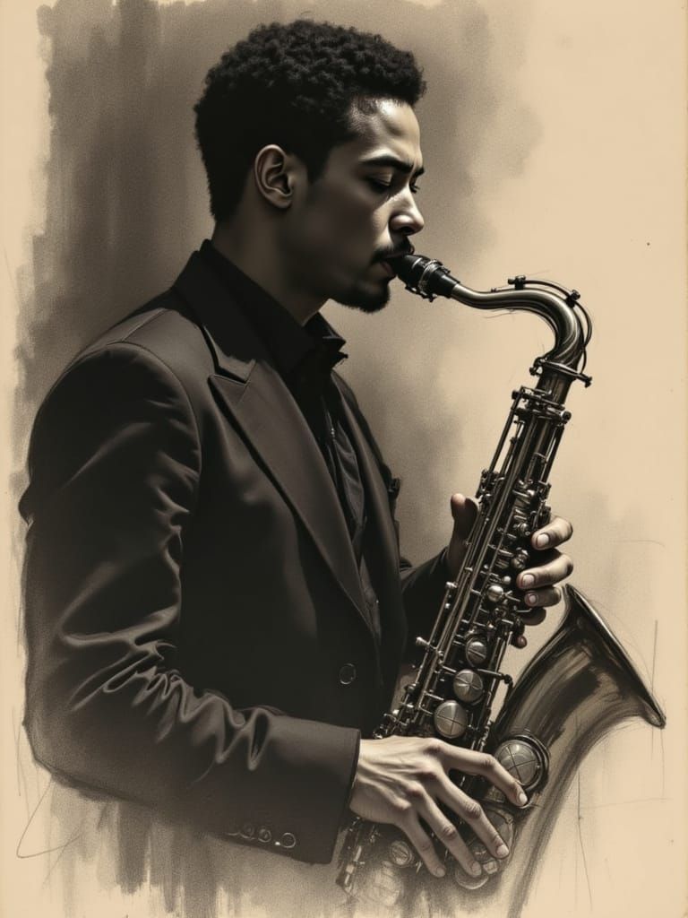 Jazz Musician in Intimate 1950s Bar Setting