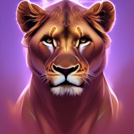 Hyperdetailed Lioness Portrait in Dynamic Lighting