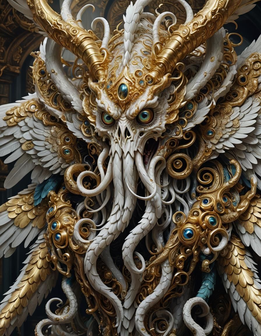 Angelic Tentacle Monster with Golden Baroque Elements