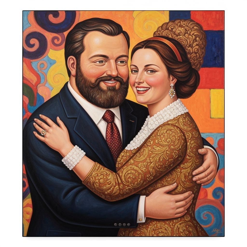 Couple Embrace in Modern Art Style