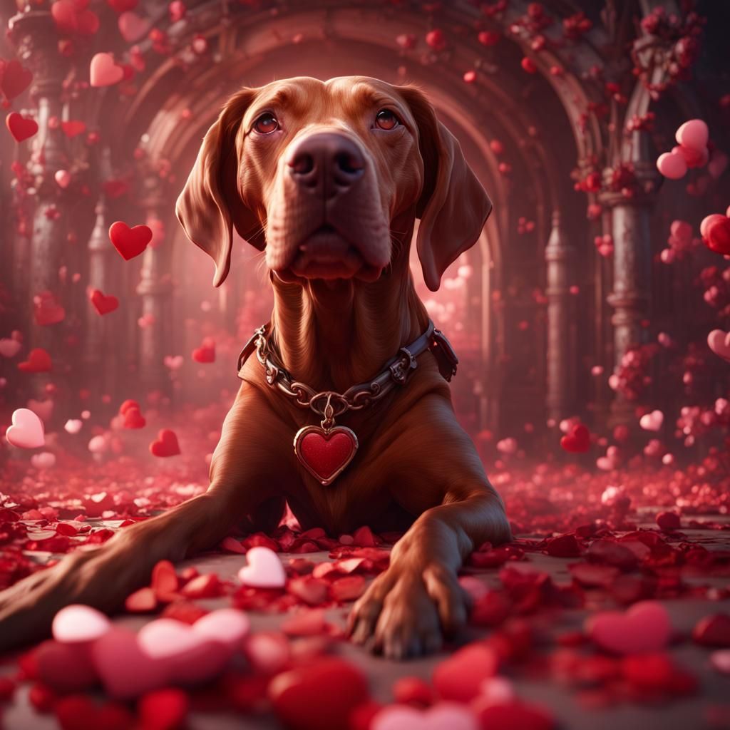 Valentine's Vizsla Fantasy Concept Art