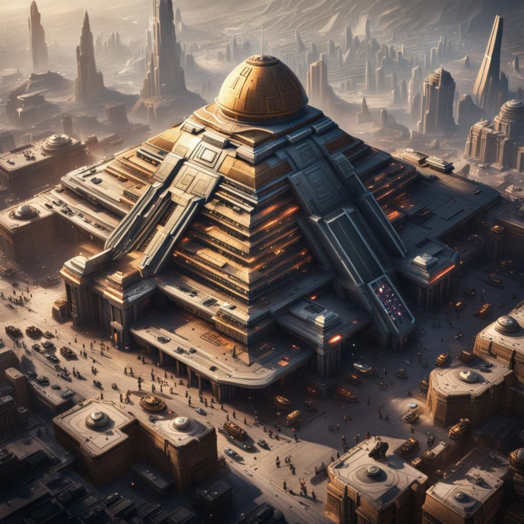 Coruscant Jedi Temple Pyramid: Detailed Matte Painting