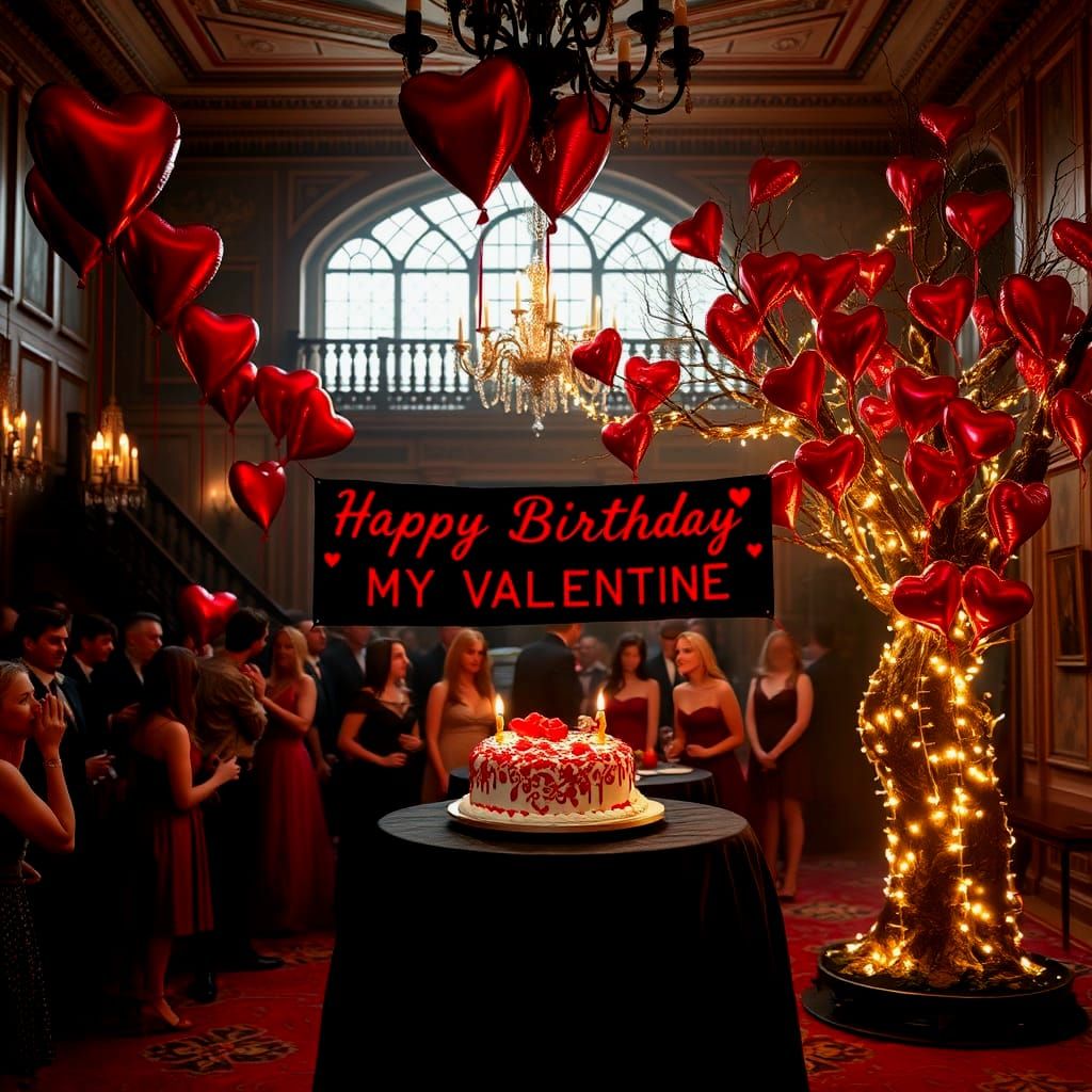 Gothic Valentine's Birthday Celebration in a Grand Ballroom ...