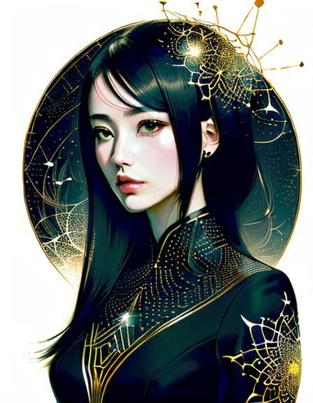 Intricate Portrait with Shiny Aura, Digital Art