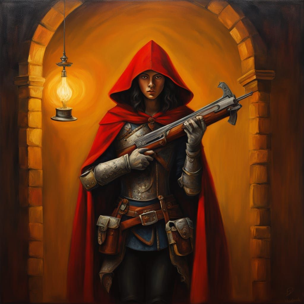 Little Red Riding Hood in Oil Painting Style