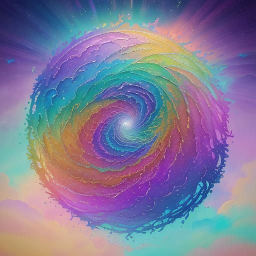 Rainbow Lit Poem on Golden Parchment