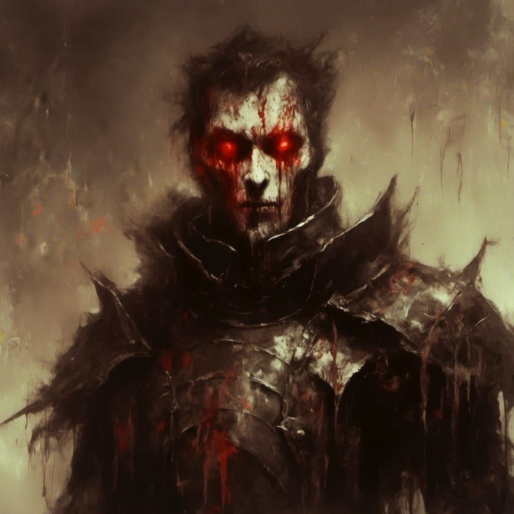 Enraged Evil Knight in Black Armor