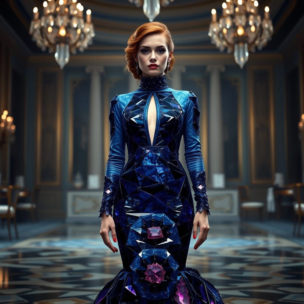 Ethereal Ballroom Goddess in Electric Blue and Amethyst