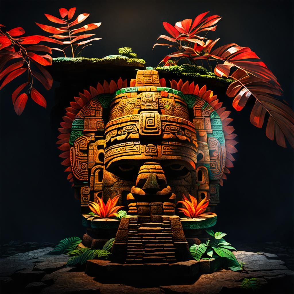 Mayan Temple Amidst Dense Jungle