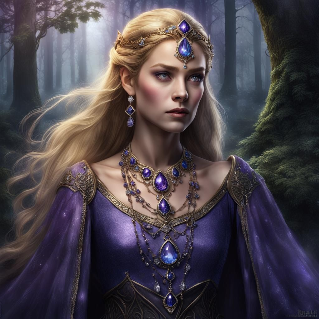 Fantasy Princess Portrait in Oak Forest, Digital Art