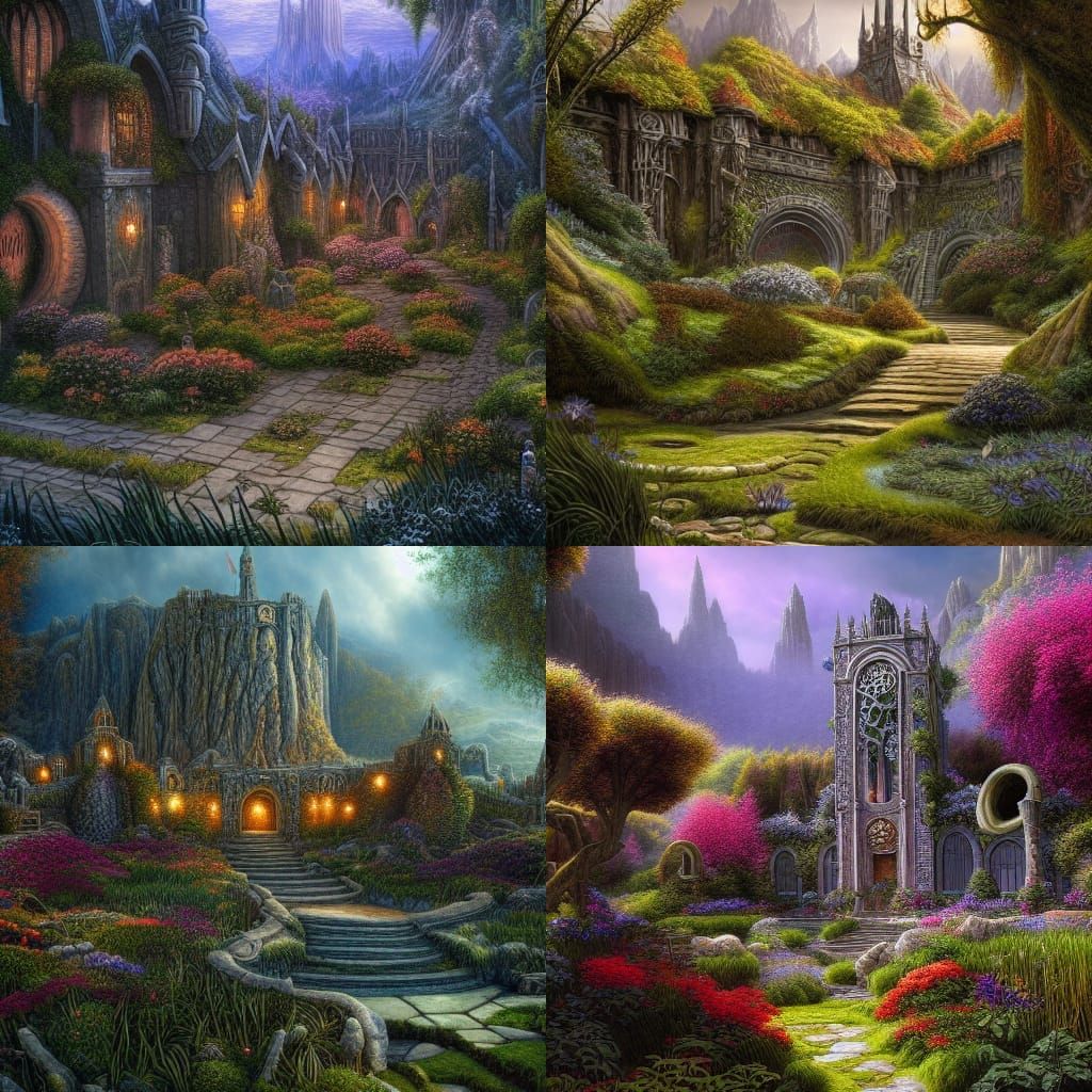 Lord of the Rings Gardens in Detailed Matte Painting