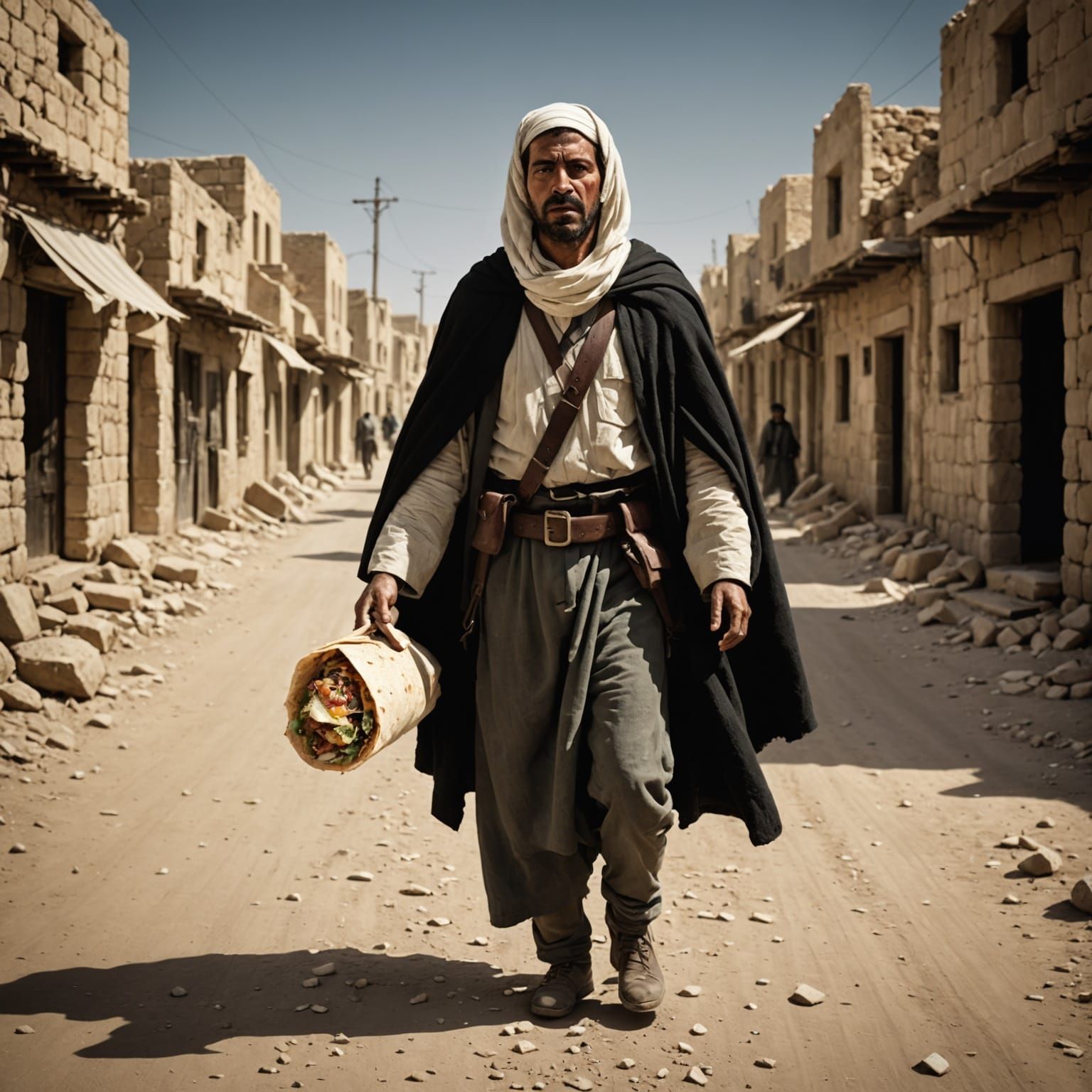 A Frightened Burrito Sabanero in a Devastated Bethlehem Scen...