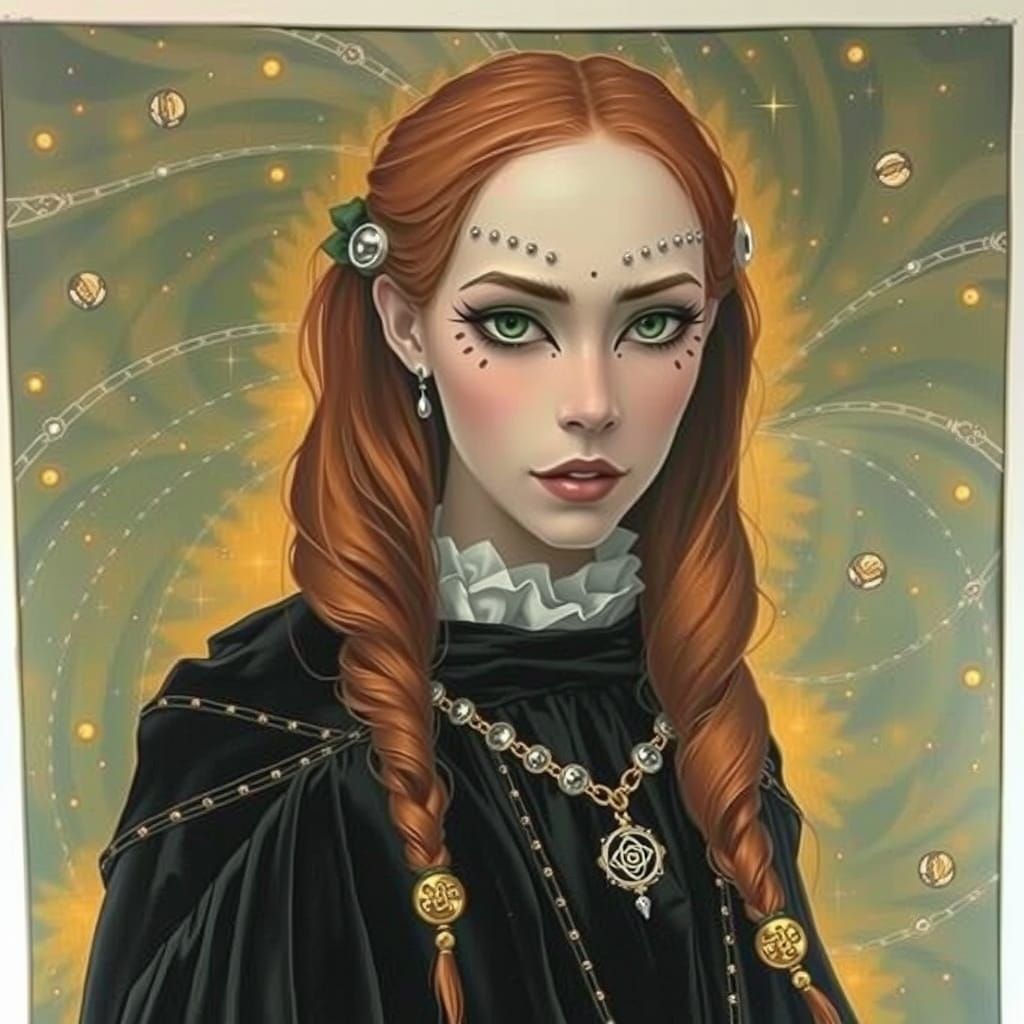 Gothic Sorceress Portrait in Classic Art Style