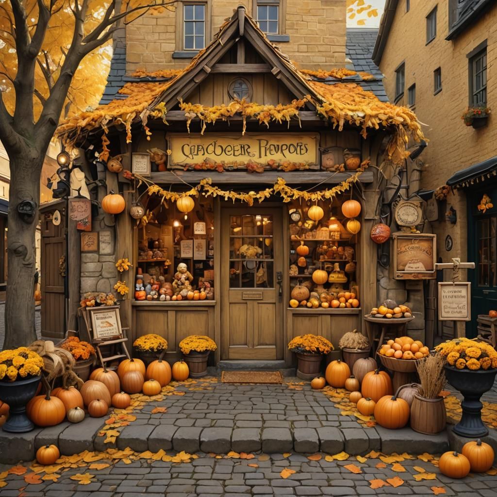 Autumnal Toy Shop Album Cover in Rustic Style