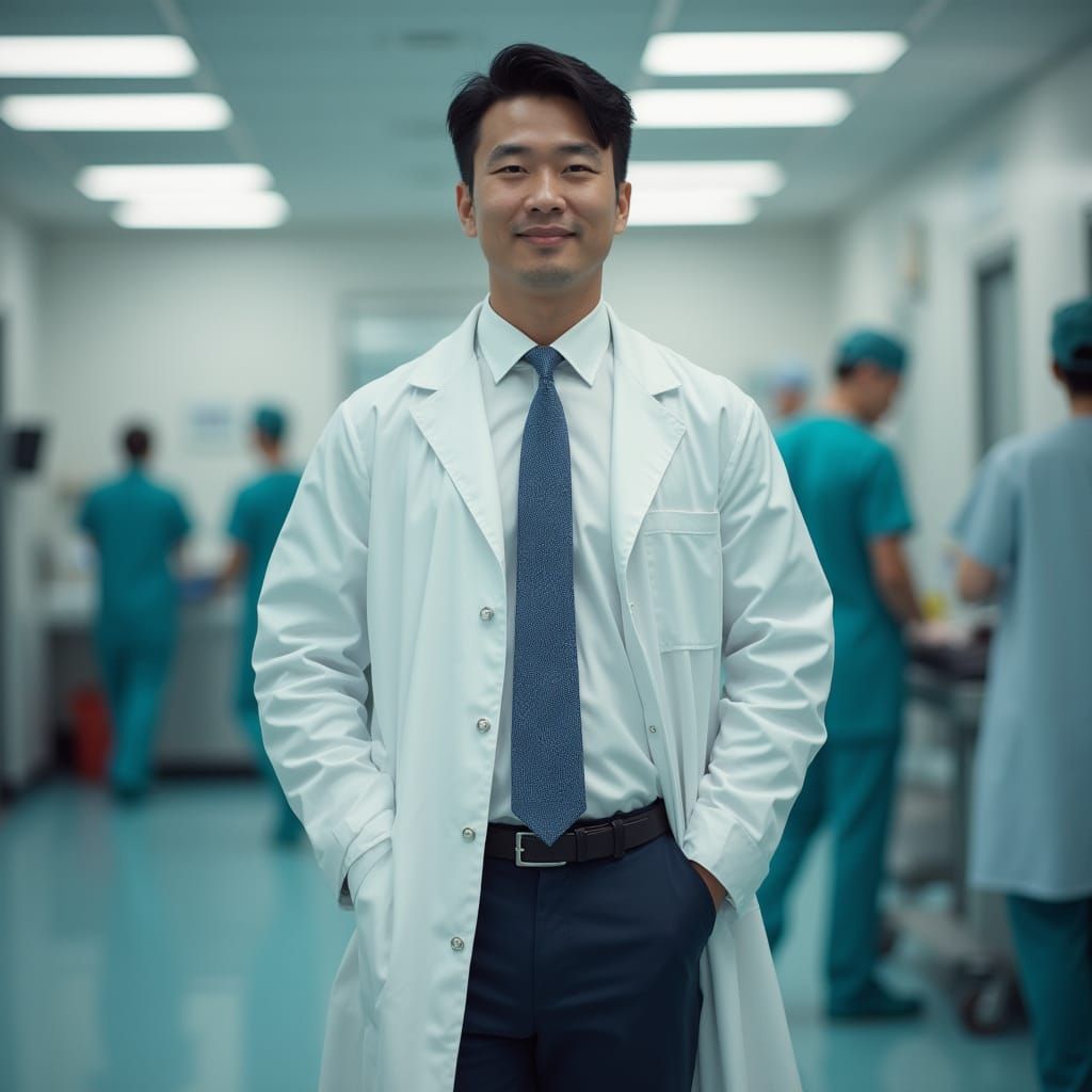 Hyperrealistic Portrait of Doctor in Emergency Room