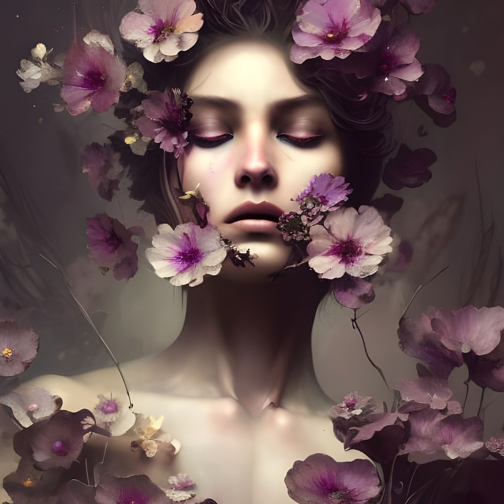 Floral Woman: Detailed Digital Matte Painting