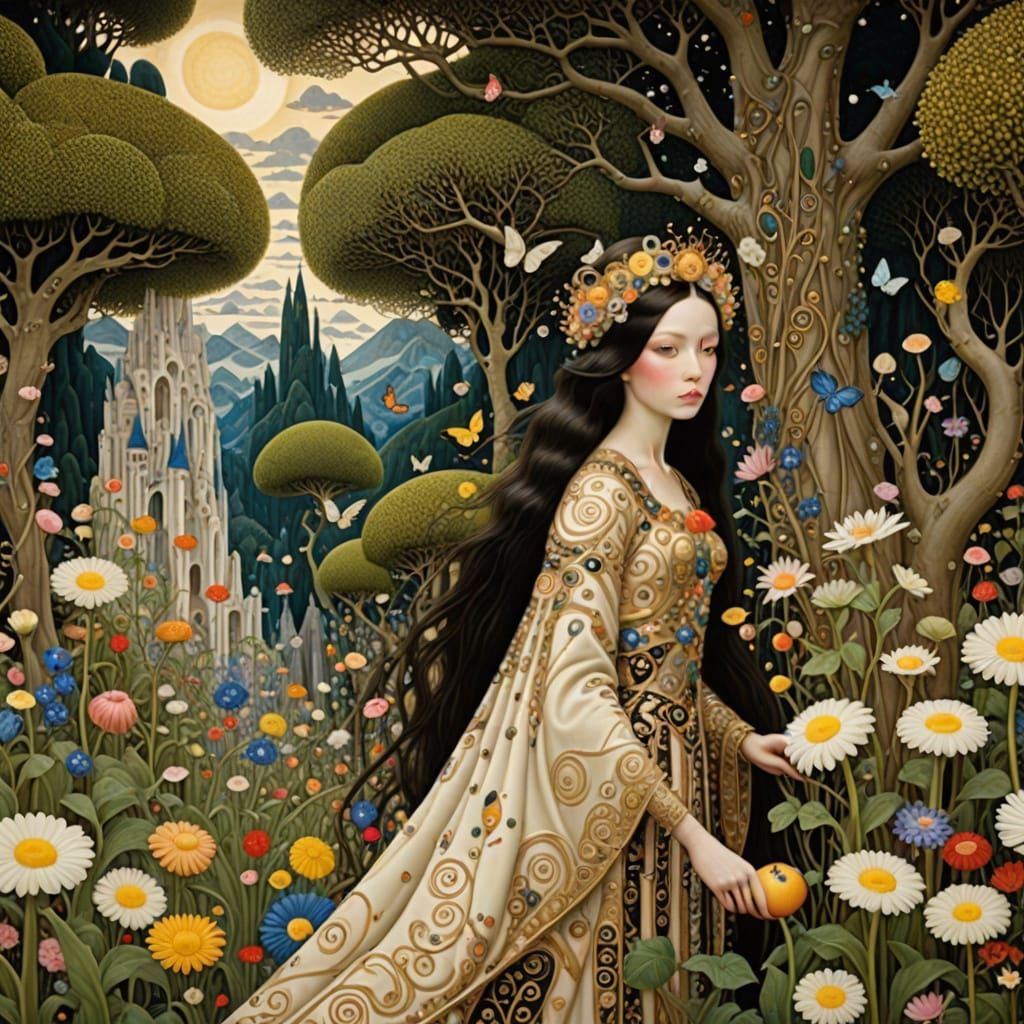 Enchanted Garden Captured Realistically in Art Nouveau Style